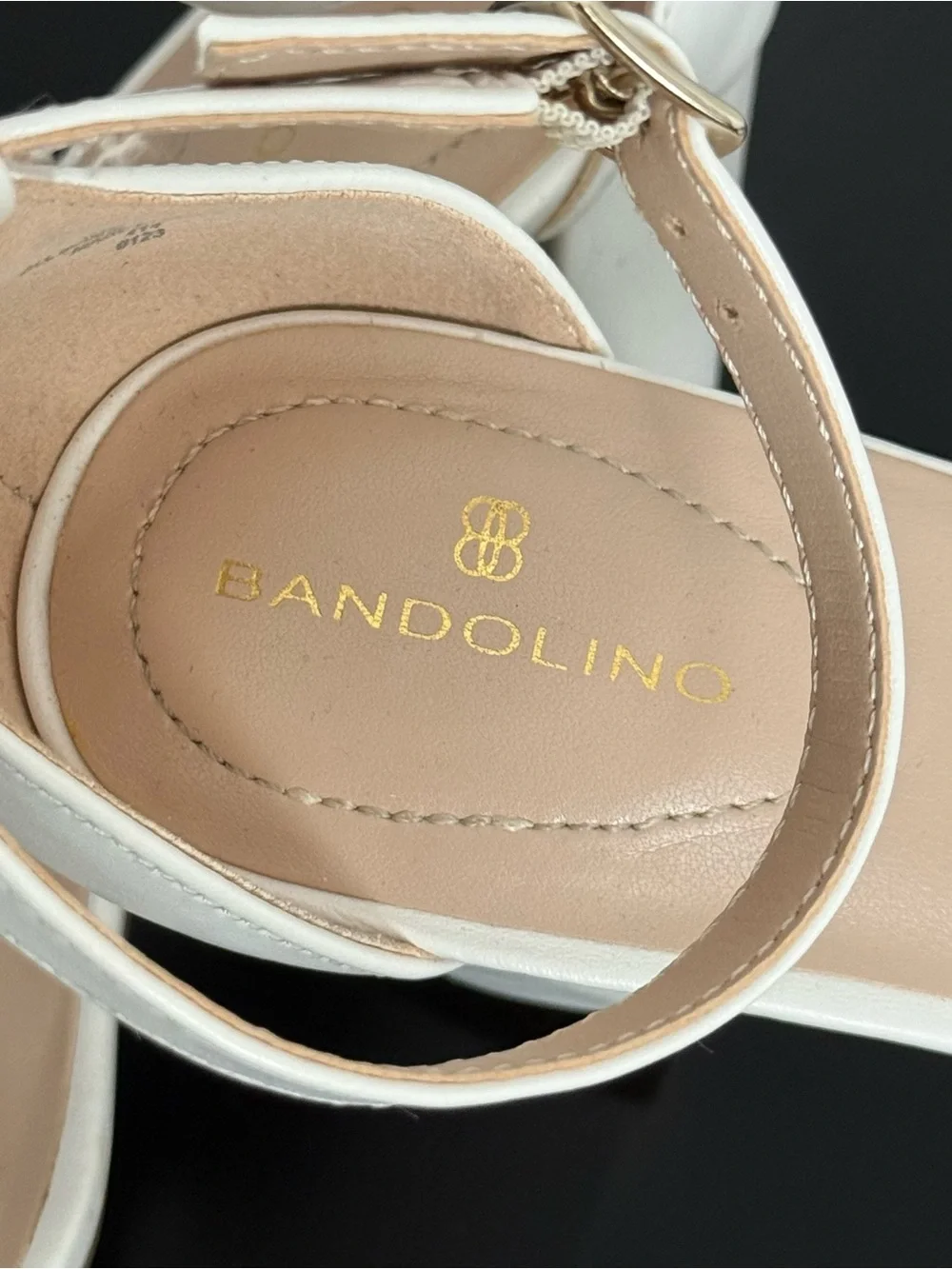 Bandolino White Open-Toe Ankle-Strap Block Heel Sandals